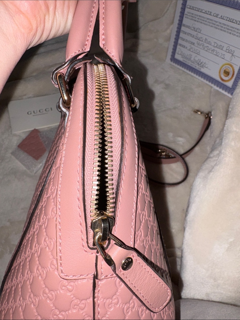 Gucci Pink mini dome bag with authenticity and crossbody strap - Picture 8 of 9